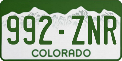 CO license plate 992ZNR