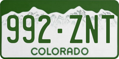 CO license plate 992ZNT