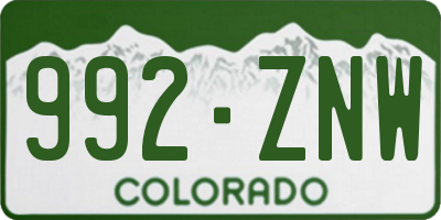 CO license plate 992ZNW