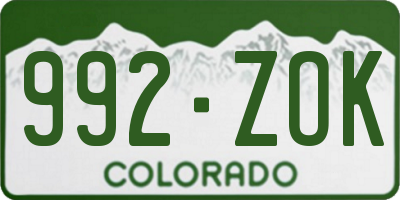 CO license plate 992ZOK