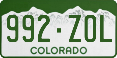 CO license plate 992ZOL