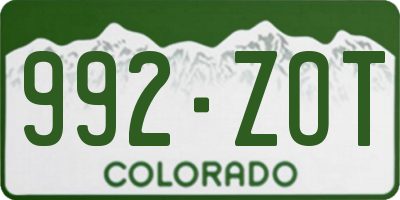 CO license plate 992ZOT