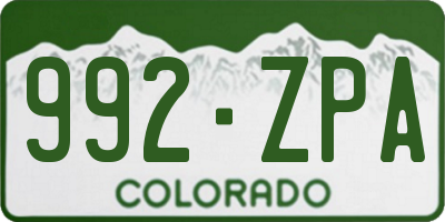 CO license plate 992ZPA