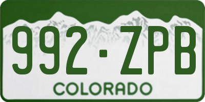 CO license plate 992ZPB