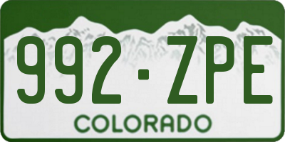 CO license plate 992ZPE