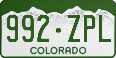 CO license plate 992ZPL