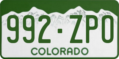 CO license plate 992ZPO