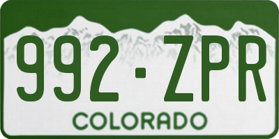 CO license plate 992ZPR