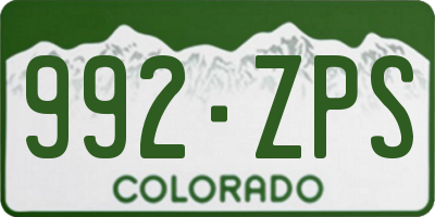 CO license plate 992ZPS