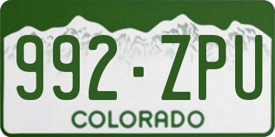 CO license plate 992ZPU