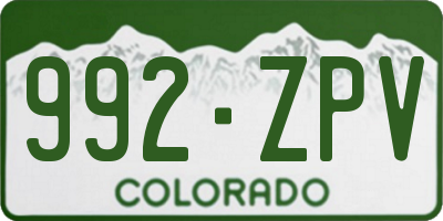 CO license plate 992ZPV