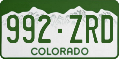 CO license plate 992ZRD