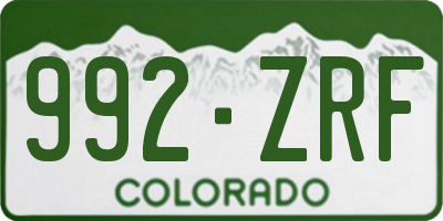 CO license plate 992ZRF