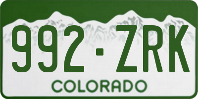 CO license plate 992ZRK