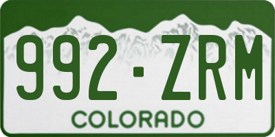 CO license plate 992ZRM