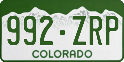 CO license plate 992ZRP