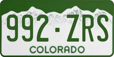 CO license plate 992ZRS
