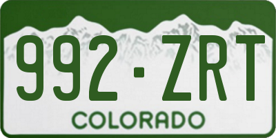 CO license plate 992ZRT