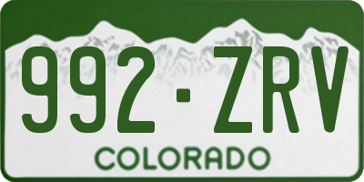 CO license plate 992ZRV