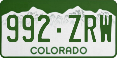 CO license plate 992ZRW