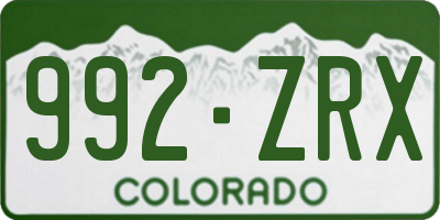 CO license plate 992ZRX