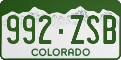 CO license plate 992ZSB