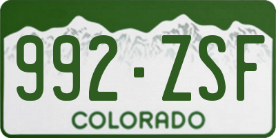 CO license plate 992ZSF