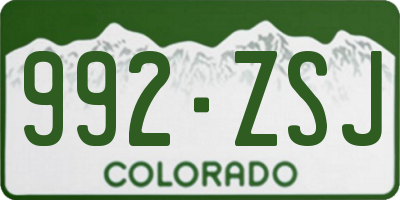 CO license plate 992ZSJ