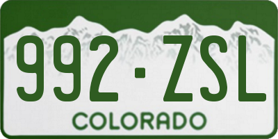 CO license plate 992ZSL