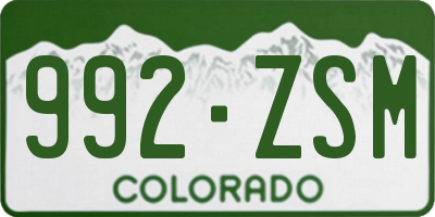 CO license plate 992ZSM