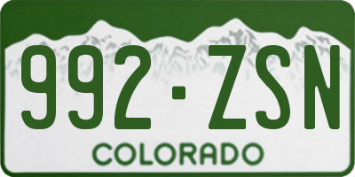 CO license plate 992ZSN