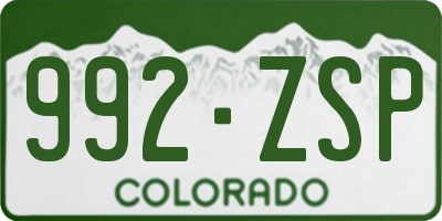 CO license plate 992ZSP