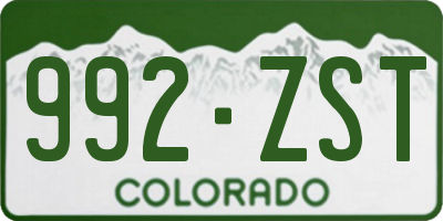 CO license plate 992ZST