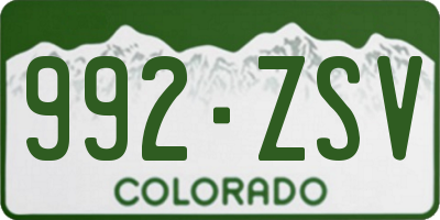 CO license plate 992ZSV