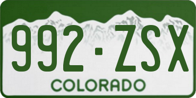 CO license plate 992ZSX