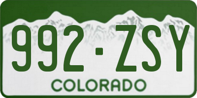 CO license plate 992ZSY