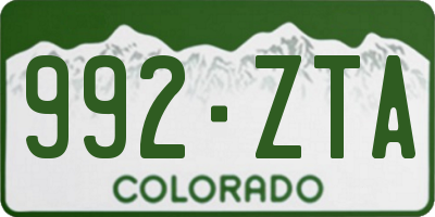 CO license plate 992ZTA