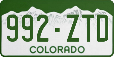 CO license plate 992ZTD