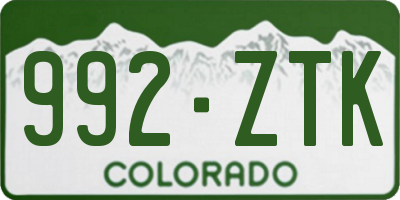 CO license plate 992ZTK