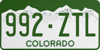 CO license plate 992ZTL