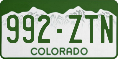 CO license plate 992ZTN