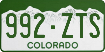 CO license plate 992ZTS