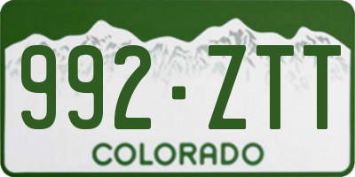CO license plate 992ZTT