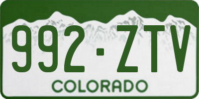 CO license plate 992ZTV