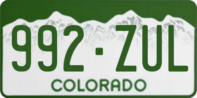 CO license plate 992ZUL