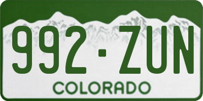CO license plate 992ZUN