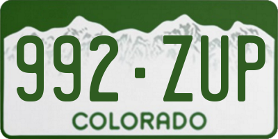 CO license plate 992ZUP