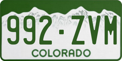 CO license plate 992ZVM