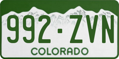 CO license plate 992ZVN