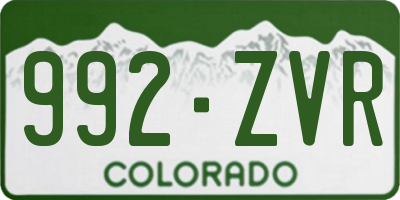 CO license plate 992ZVR